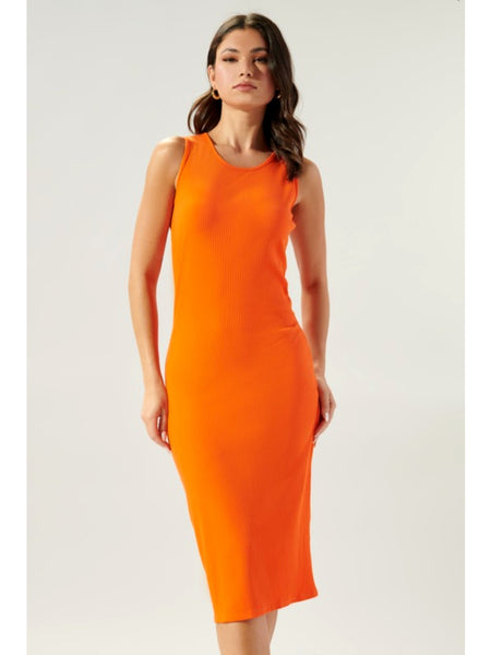 Shops ribbed orange dress