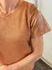 Padget Accent Leather Sleeve Top - Camel