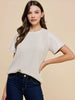 Padget Accent Leather Sleeve Top - Cream