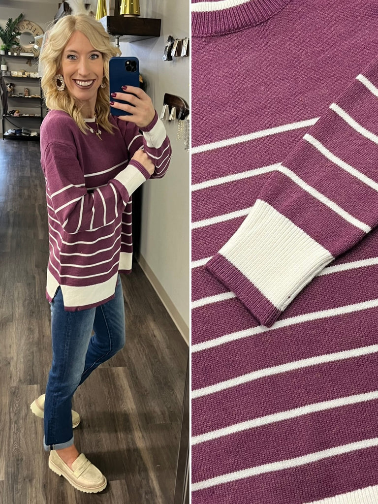 Jessie Striped Sweater - Magenta