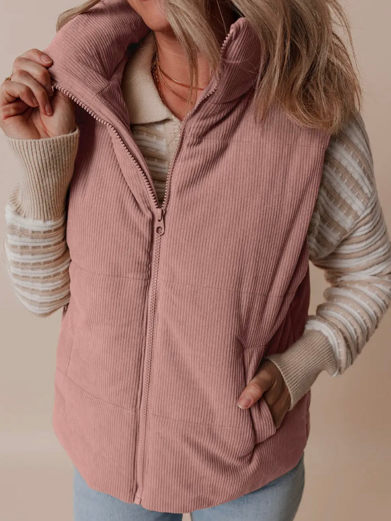 Leah Corduroy Vest - Blush