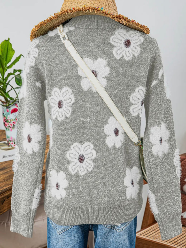 Trisha Floral 1/4 Zip Sweater