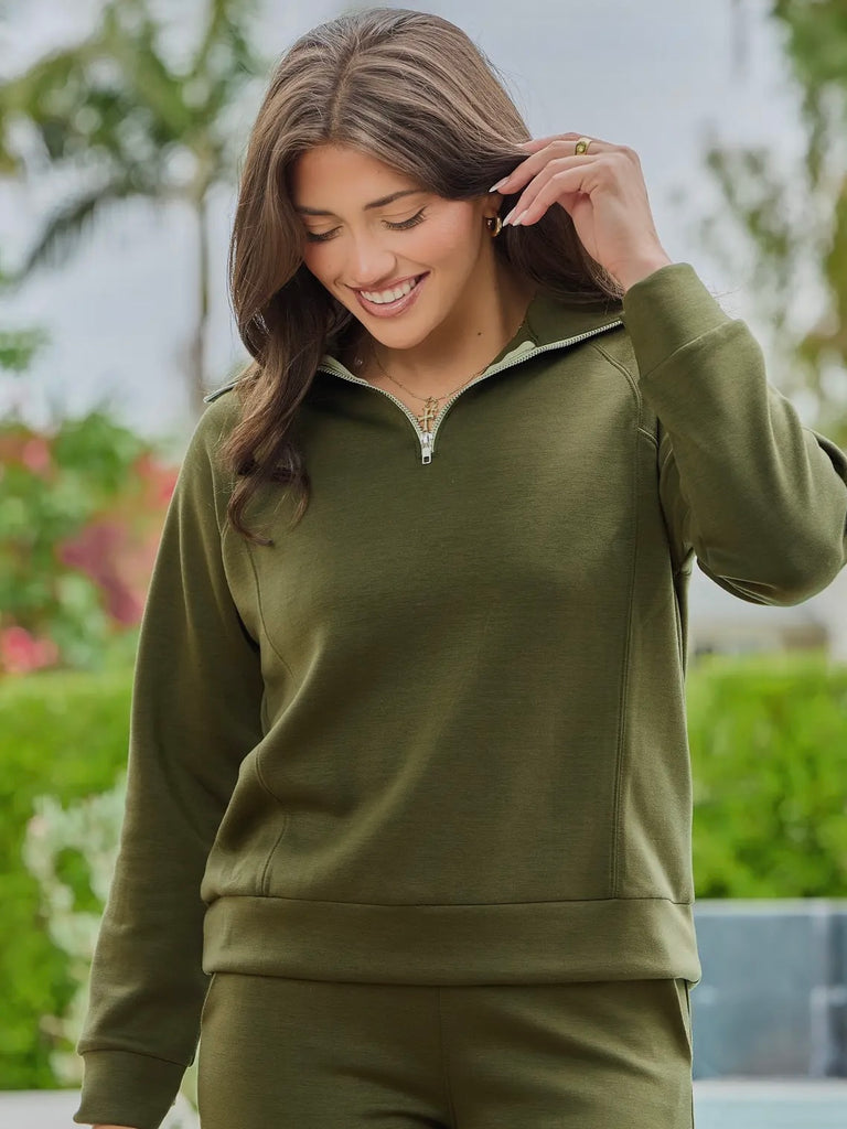 Hamptons 1/4 Zip - Olive