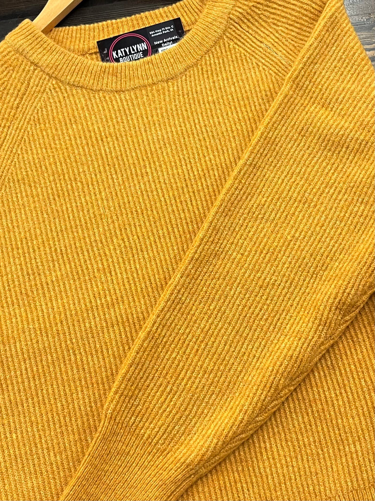 Gwen Perfect Ribbed Sweater - Mustard