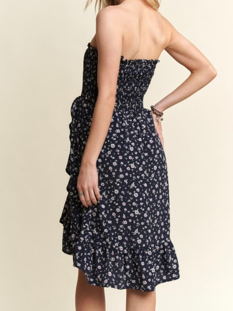 Molly Floral Ruched Dress/Skirt Combo - Navy