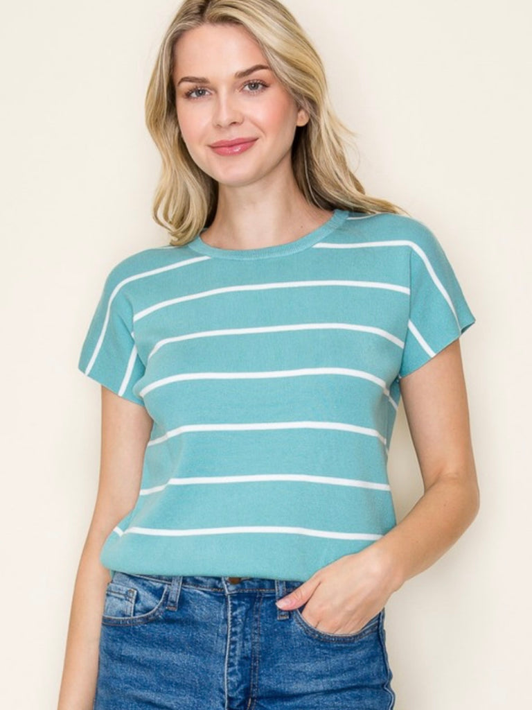 Larissa Striped Sweater - Lt Blue