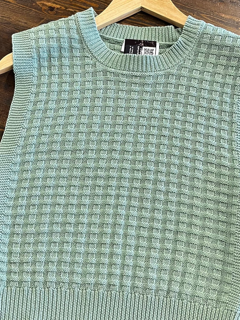 Emma Waffle Sweater Vest - Sage