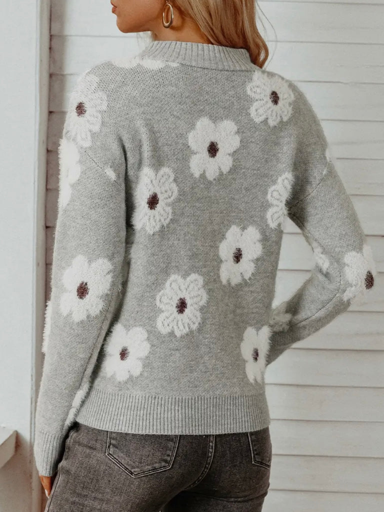 Trisha Floral 1/4 Zip Sweater