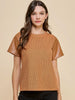 Padget Accent Leather Sleeve Top - Camel