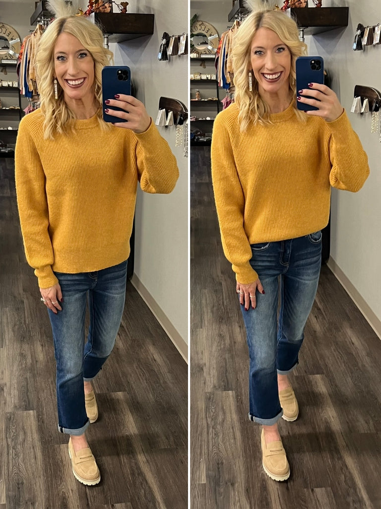 Gwen Perfect Ribbed Sweater - Mustard