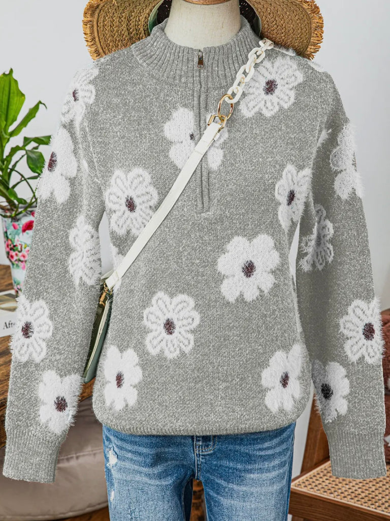 Trisha Floral 1/4 Zip Sweater