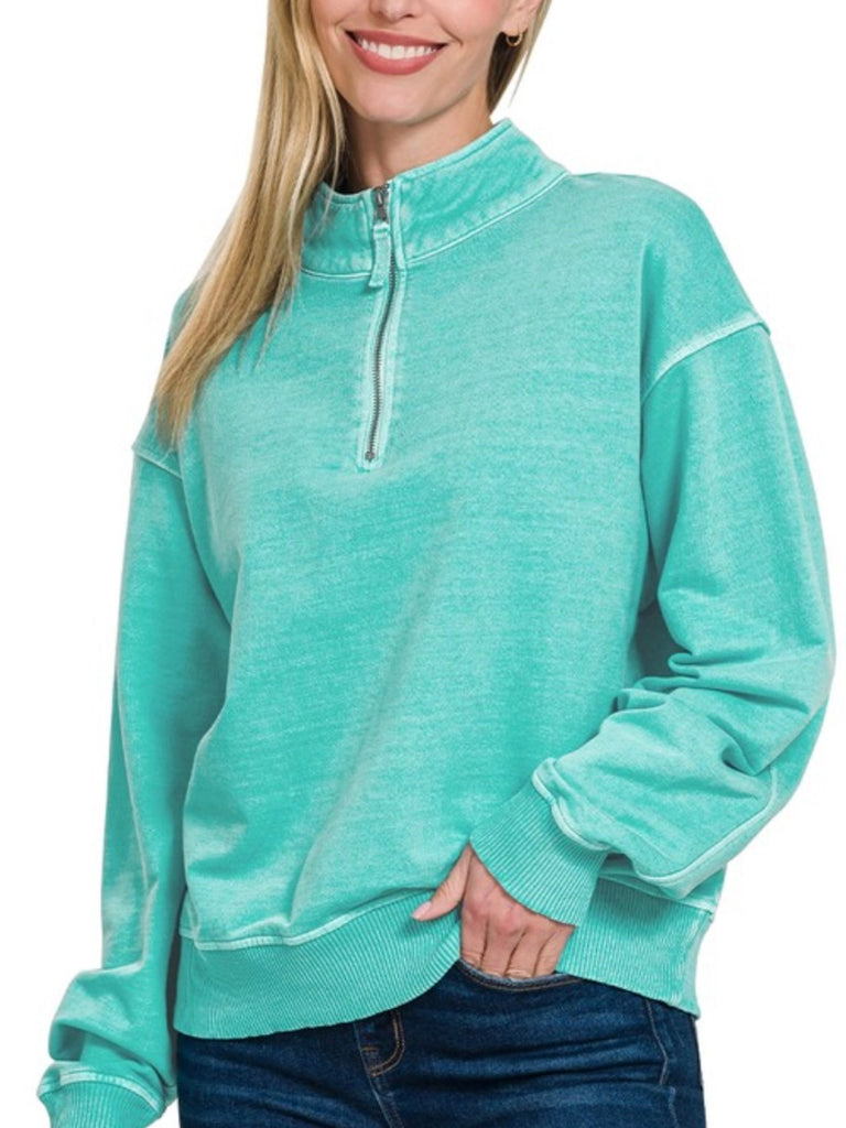 Bea Quarter Zip - Turquoise