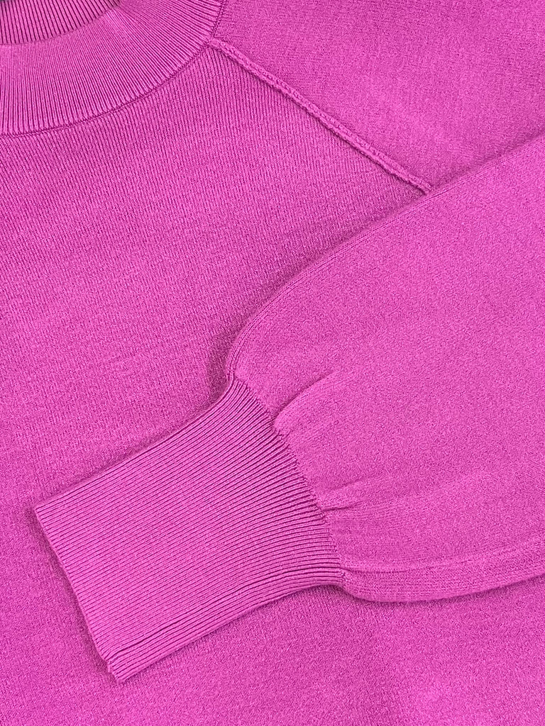 Margo Puff Sleeve Sweater - Magenta