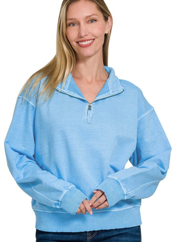 Bea Quarter Zip - Sky Blue