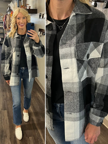 Amaya Gray Fringe Flannel with Hood