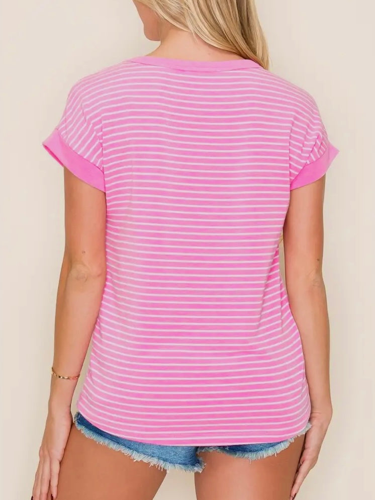 Selena Striped Short Sleeve Shirt