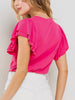 Adelaine Ribbed Ruffle Sleeve - Pink