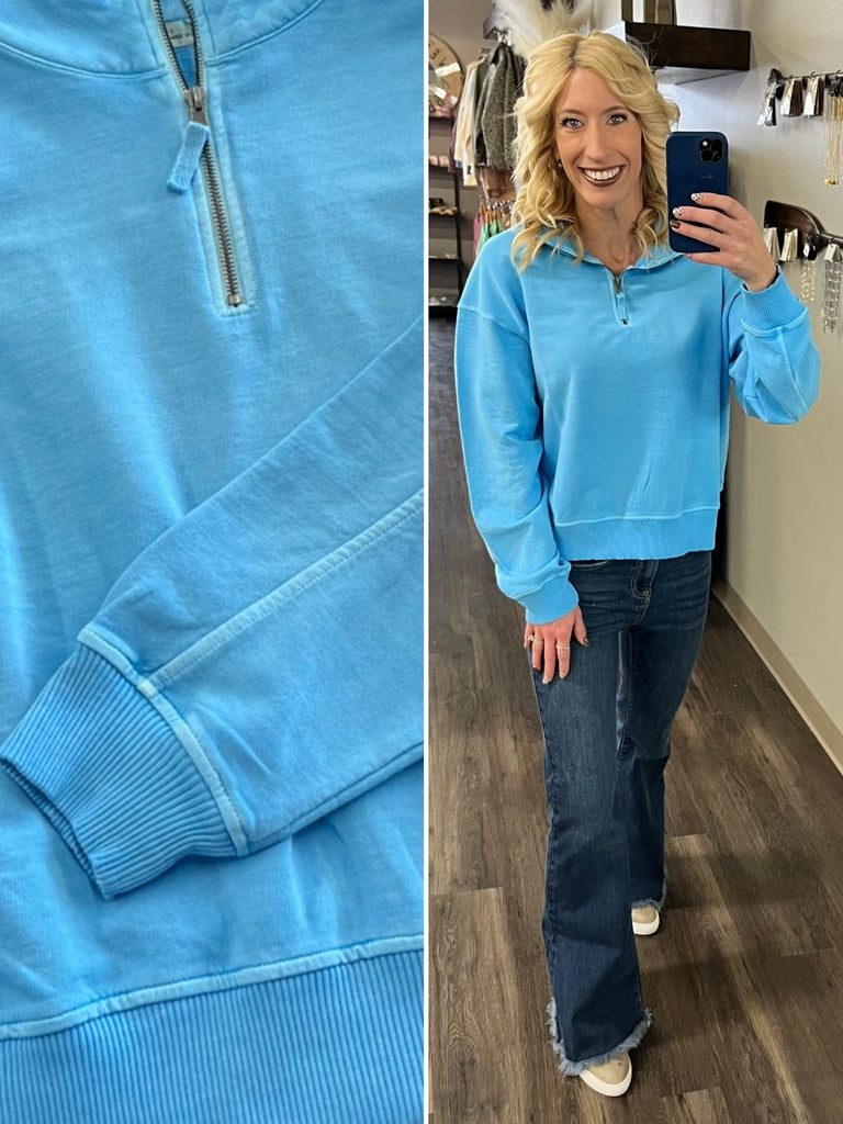 Bea Quarter Zip - Sky Blue