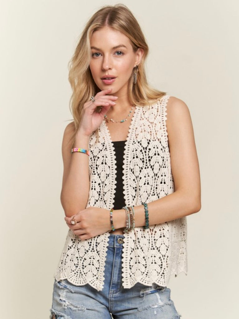 Alex Crochet Vest - Cream