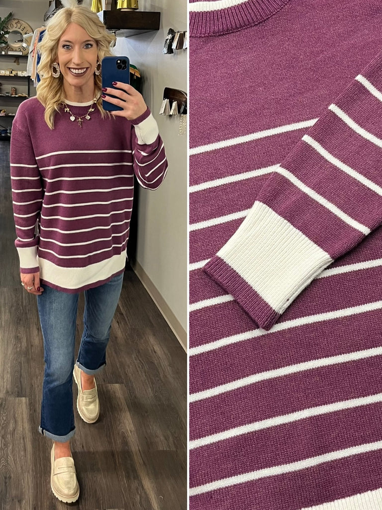 Jessie Striped Sweater - Magenta