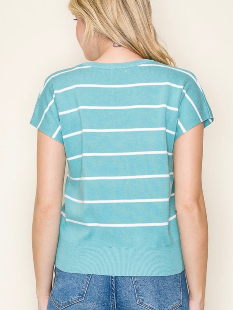 Larissa Striped Sweater - Lt Blue