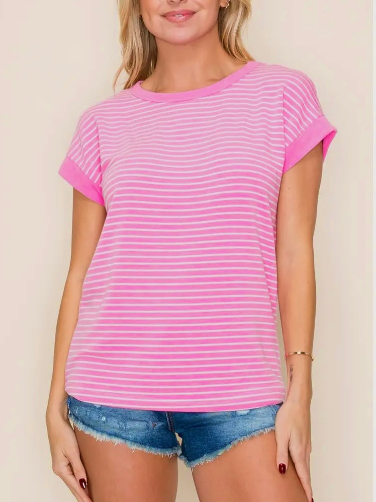 Selena Striped Short Sleeve Shirt