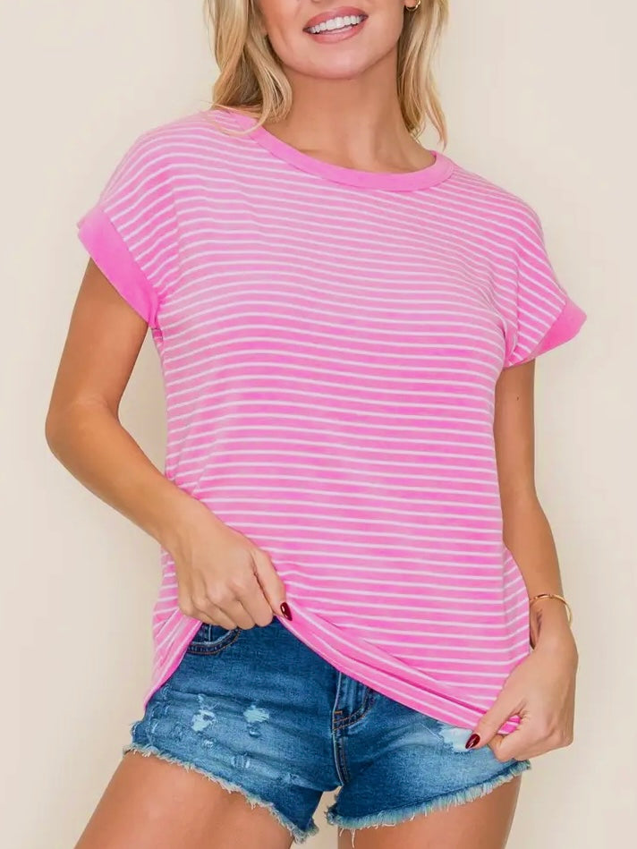 Selena Striped Short Sleeve Shirt