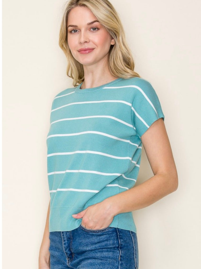 Larissa Striped Sweater - Lt Blue