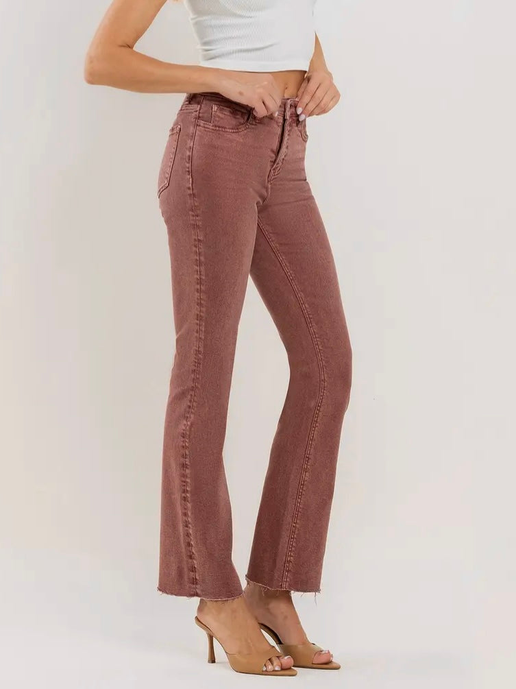 Kassie Mid-Rise Bootcut - Wine