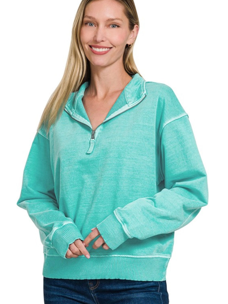 Bea Quarter Zip - Turquoise