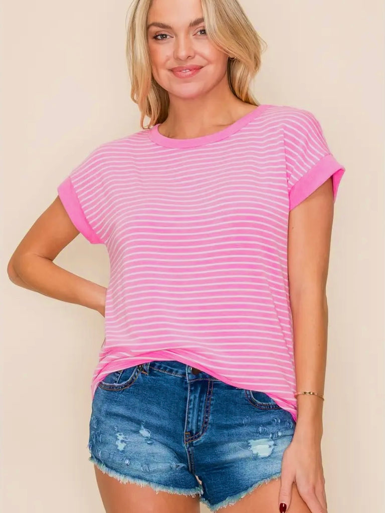 Selena Striped Short Sleeve Shirt