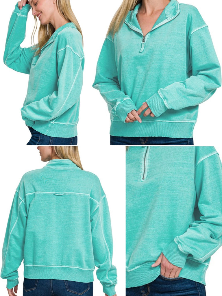 Bea Quarter Zip - Turquoise