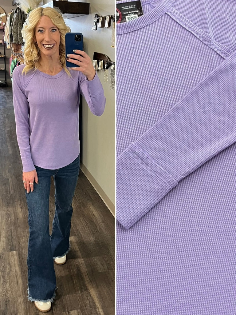 Sonya Long Sleeve Waffle Knit - Lavender