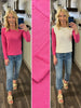 Sonya Long Sleeve Waffle Knit - Hot Pink