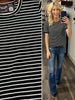 Taryn Striped Short Sleeve Sweater - Black/Ivory