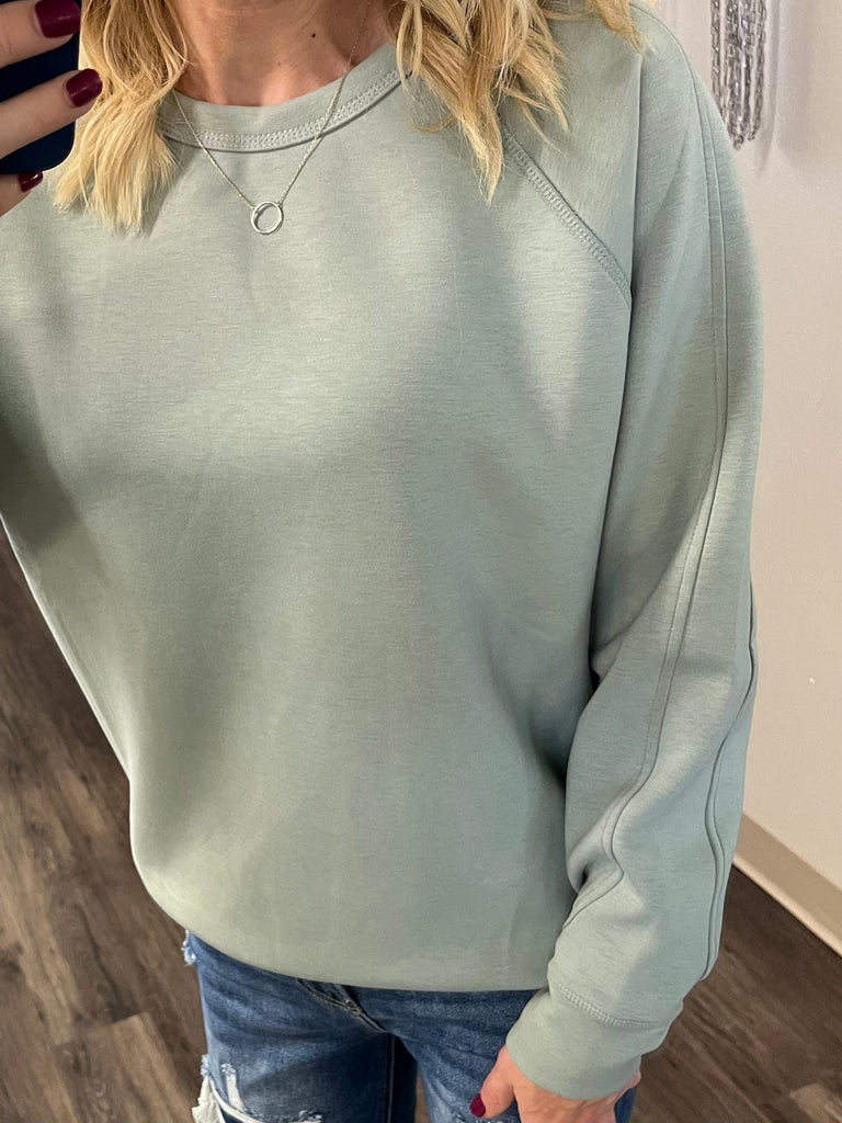 Julianne Perfect Scuba Crewneck - Sage