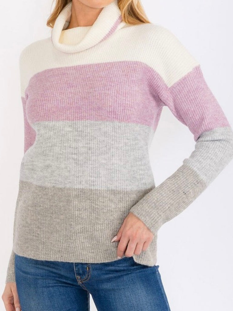 Penny Color-Block Cowl Neck Sweater