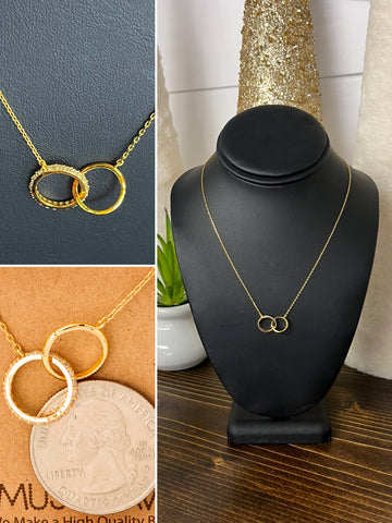 Double Disc Necklace - 14k Rose Gold