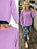 Riley Ribbed Accent Pullover - Lavender