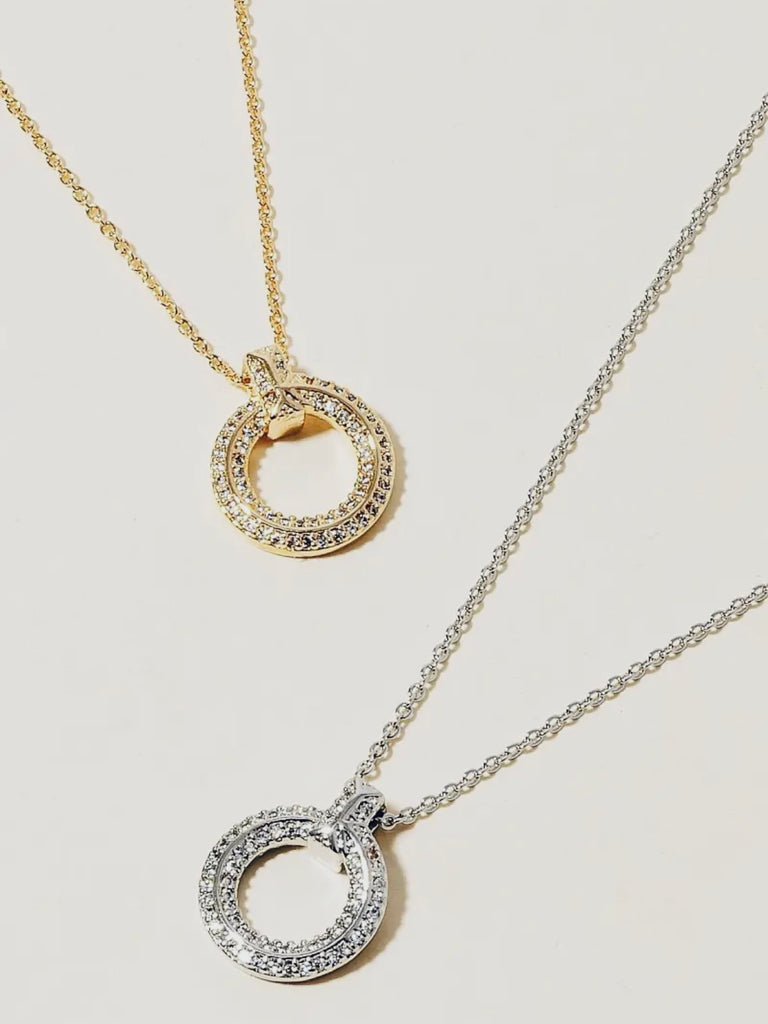 Jill Pave Hoop Pendant Necklace - Gold