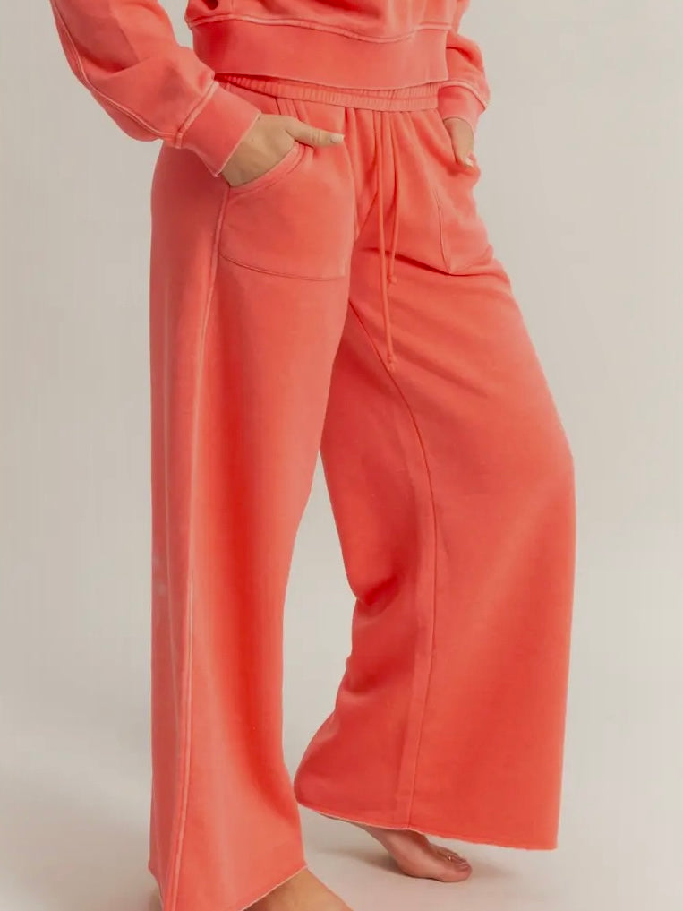 Teri So-Soft Tie Sweatpants - Coral