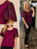 Kallie Sparkle Sleeve Blouse - Wine