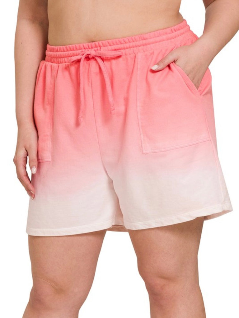 Meg Ombre Dip Shorts - Coral