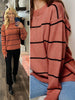 Autumn Cozy Striped Crewneck Sweater - Red Fox