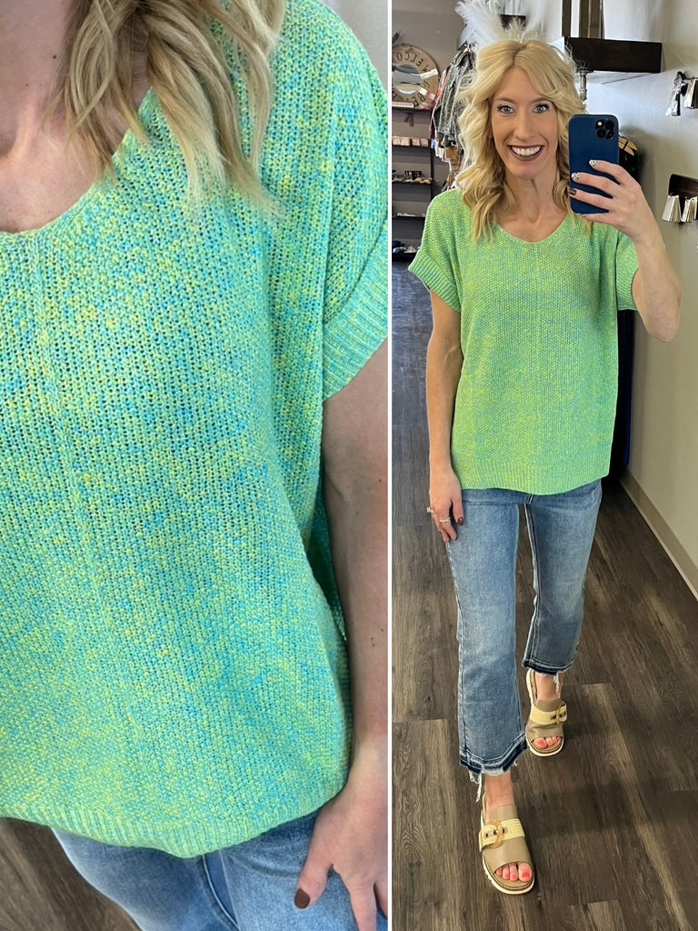 Lexie Dolman Sweater Top - Lime