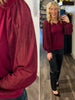 Leisa Sparkle Sleeve Blouse - Wine