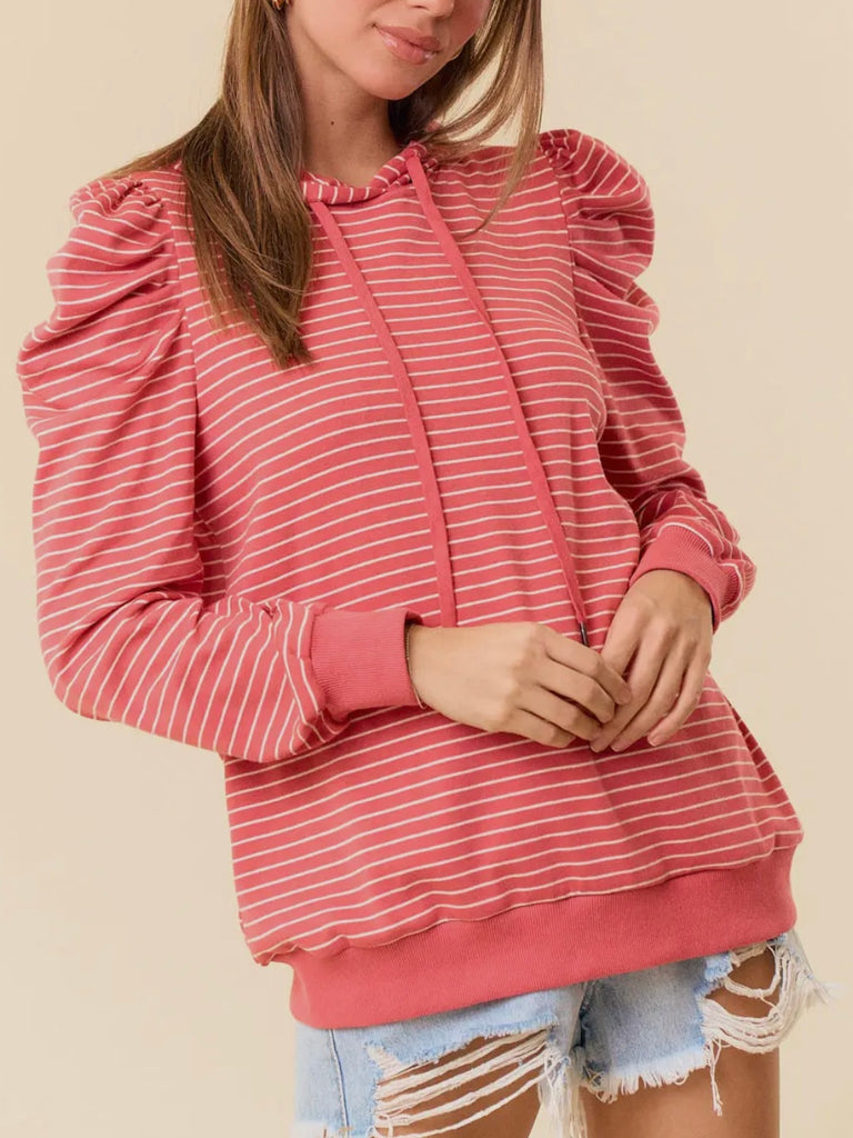 Kara Striped Puff Sleeve Hoodie