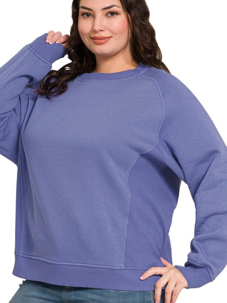 Riley Ribbed Accent Pullover - Marlin