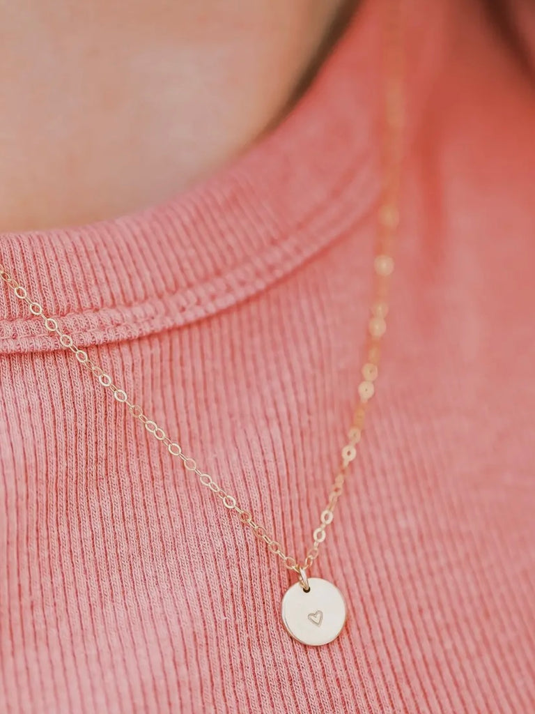 Linda Heart Disc Necklace - Gold