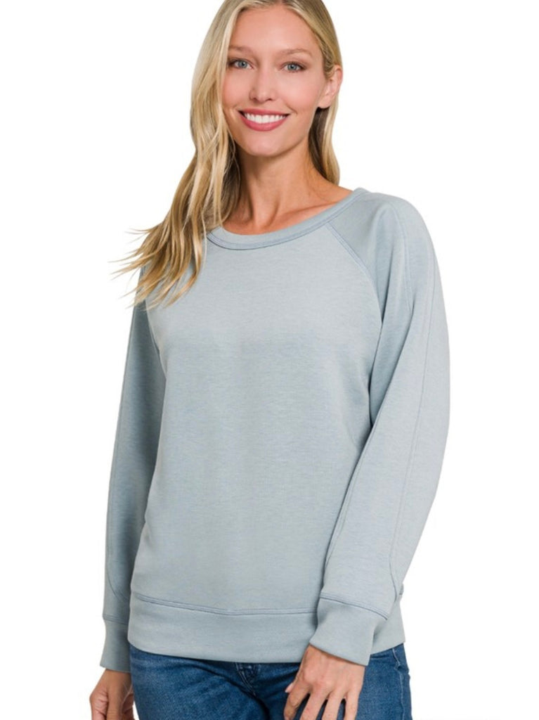 Julianne Perfect Scuba Crewneck - Pale Blue